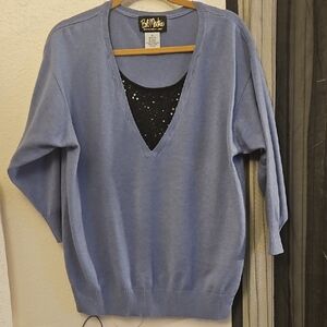Bob Mackie Women's Light Blue V-Neck Sweater